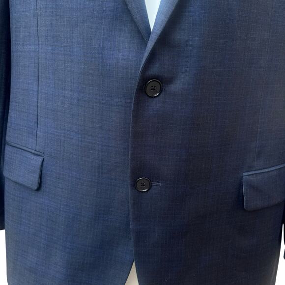 Hickey Freeman Jacket Sport Coat 46R Loro Piana Super 150 Blue Checker 2 Button - Picture 6 of 16
